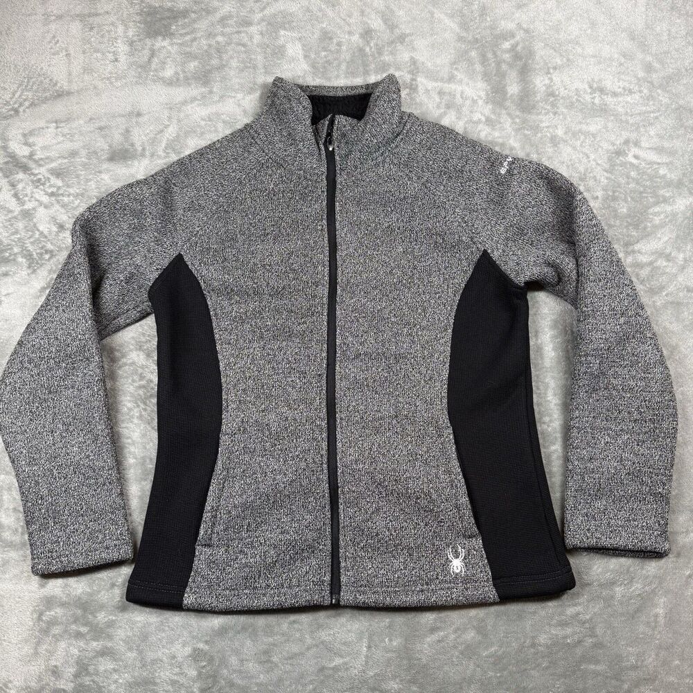 Spyder Jacket Womens L Black Full Zip Fleece Lined Warm Athleisure Casual Sport